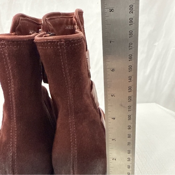 Miz Mooz Leather Ankle Boots Triple Strap Merlot Red - Picture 6 of 12